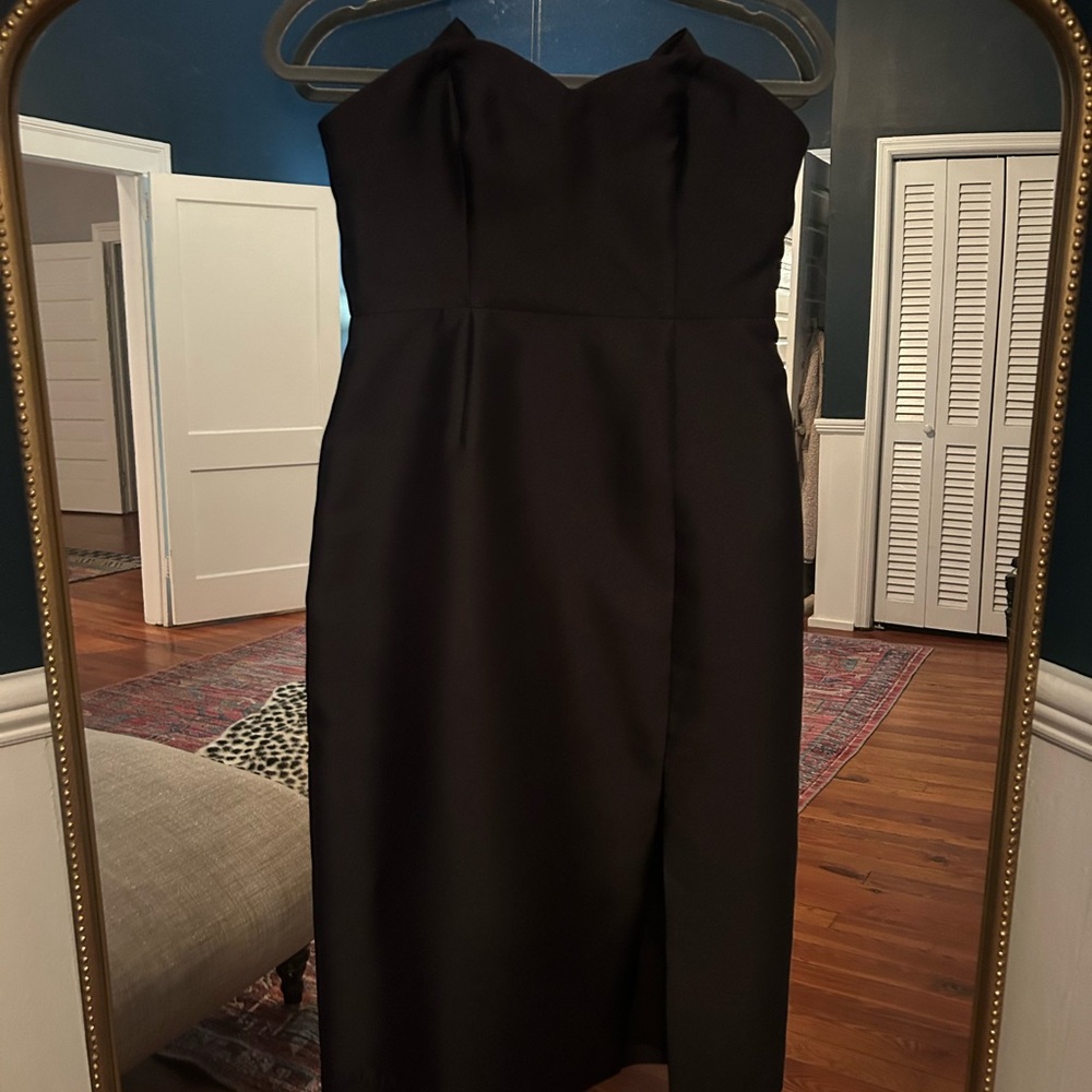 Anthropology Hutch Black Strapless Dress with Bow Detail